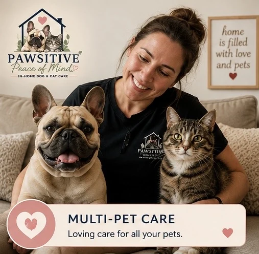 Dog and cat receiving multi-pet care